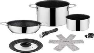 Set pentole Camping Brunner acciaio inox pentole pentole da campeggio ACADEMY 5+1 Ø20 - Foto 1 di 5