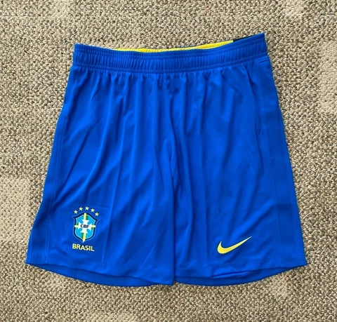 Mens Size XL Nike 2020-21 Brazil Stadium Home Athletic Soccer Shorts Blue CD0854 Cover