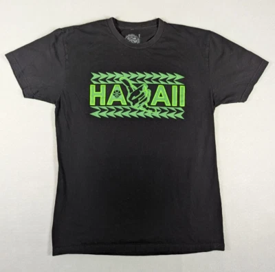 Camiseta Hawaii Adulto Mediana Negra Verde Playa Surf Aloha Hang Ten Disfruta del Paseo Foto 1 de 4