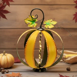 Decoración de otoño, decoración de calabaza, decoración de calabaza naranja grande con luz, exterior de metal... - Imagen 1 de 7