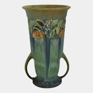 Roseville Baneda Green 1932 Vintage Arts And Crafts Pottery Ceramic Vase 593-8 - Picture 1 of 6