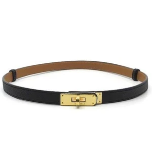 Hermes Cinturones Kelly 18 Vaux Epson Negro Amarillo Oro Herrajes U Grabado 2022 Usado - Imagen 1 de 8