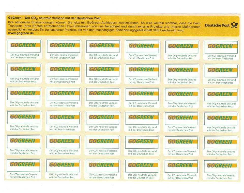 Go Green Aufkleber Deutsche Post selbstklebend Versand klimaneutral - Bild 1 von 1