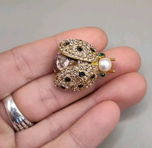 Vintage Nachlass Designer Käfer Marienkäfer Brosche Anstecknadel Strass goldfarben - Bild 1 von 10