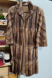 Abrigo largo vintage antiguo de piel real Marmot? Abrigo largo de piel de muchas pieles -AF - Imagen 1 de 21