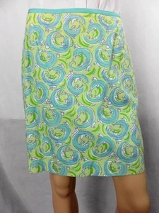 Lilly Pulitzer Mini Cotton Skirt Green Blue Salamander Print Size 6 - Picture 1 of 4