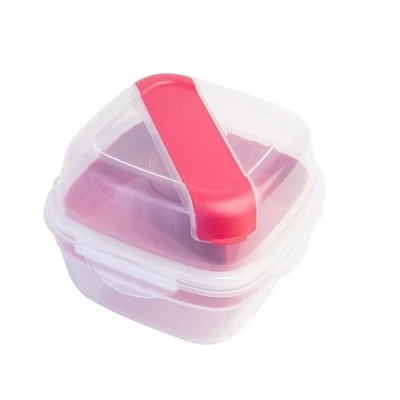 NUEVO Contenedor de ensalada Lock & Lock To Go 2 en 1 rosa intenso Foto 1 de 2