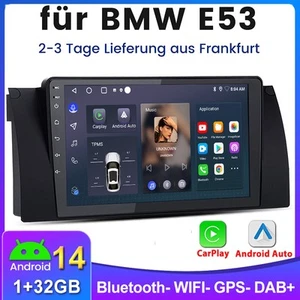 Radio de coche para BMW Serie 5 E39 X5 E53 M5 Android 14 GPS NAVI WIFI Carplay BT SWC DAB+ - Imagen 1 de 14