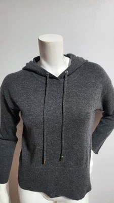 NEW ELIE TAHARI WOMEN'S CHALKBOARD HEATHER 100% CASHMERE HOODIE SWEATER SIZE XS - Image 1 of 4