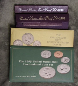1990 & 1993 U.S. PROOF & UNCIRCULATED MINT SET..ORIGINAL US MINT - Picture 1 of 7