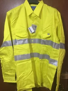 Worksense Hi Vis Work Shirt L/Sleeve Size 4XL Cotton Drill Yellow RRP $55 - Picture 1 of 3