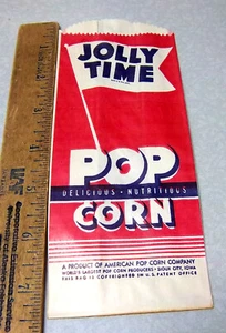 Vintage 50er Jahre Jolly Time Pop Corn Bag, Sioux City Iowa, tolle Grafik & Farbe - Bild 1 von 4