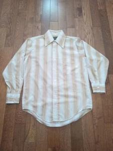 Vintage 1980s JC Penney Brown Striped Button-up Shirt (Med) 15-31 - Picture 1 of 6