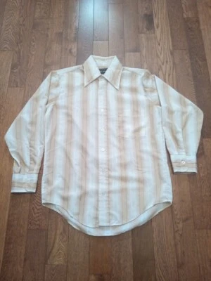 Vintage 1980s JC Penney Brown Striped Button-up Shirt (Med) 15-31 - Image 1 of 4