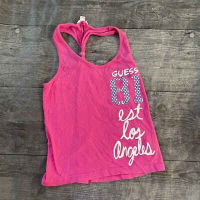 Camiseta sin mangas Guess Twist Back para niña talla 7 lentejuelas rosa de Los Ángeles Foto 1 de 4