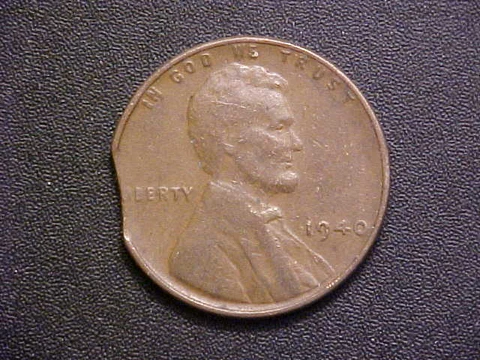 1940-P Lincoln Wheat Cent -Very Nice Clipped Planchet Mint Error!-d8678qdt Cover