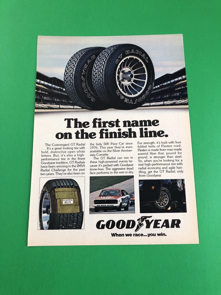 GOODYEAR DATSUN IMSA RACING ORIGINAL PRINT AD ADVERTISEMENT PRINTED - Image 1 of 1