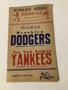 NEW YORK YANKEES BROOKLYN DODGERS WORLD SERIES PROGRAM SCORE CARD RARE ORIGINAL - Picture 1 of 3