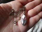 STERLING SILVER PINK & WHITE MOTHER OF PEARL  PENDANT CURB CHAIN MD137        