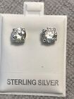 SALE~ LARGE CZ STONE STERLING ACID TESTED SILVER  STUD EARRINGS
