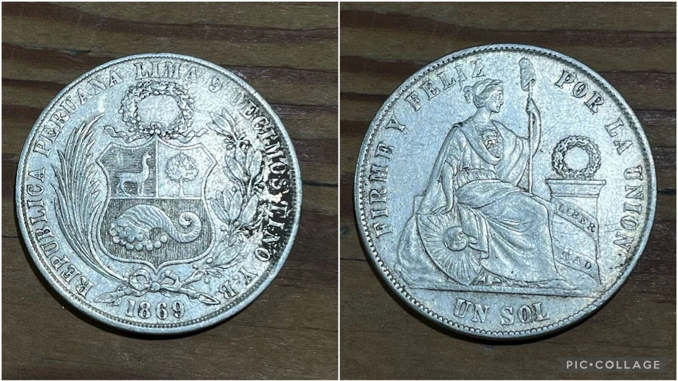1 Sol Silver Coin 9 Decimos Peru 1869 - Image 1 of 1