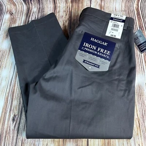 NEU Haggar STRETCH TWILL Herren Größe 32 x 31,5 grau gerades Bein khaki Anzughose - Bild 1 von 11