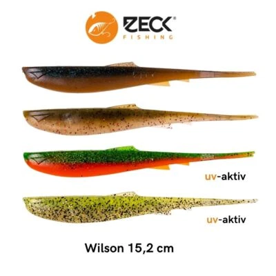 4 Zeck Wilson Gummifische 15,2 cm Shad Gummiköder Hecht Drop Shot Zander Köder - Bild 1 von 2