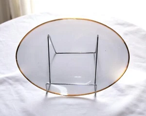 Vintage Clear Glass Oval Platter 13"x9" Gold Rim Elegant Serving Tray Unmarked - Bild 1 von 9
