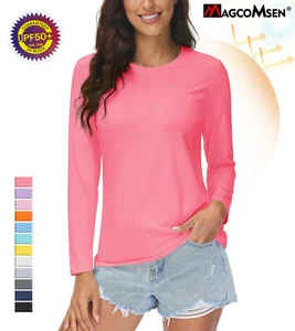 UPF 50+ Women's Long Sleeve Hiking Sun Shirts Quick Dry Gym Workout Casual Tops - Picture 1 of 103
