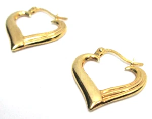 UnoAerre SCHÖNE niedliche echte 14K Gelbgold Herz Ohrringe Frauen Mädchen Italien - Bild 1 von 13