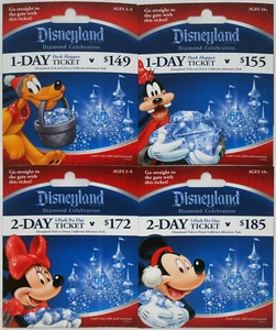 All 4 Different DISNEYLAND 60th Diamond Anniversary Holiday Passport Gift Cards - Picture 1 of 6