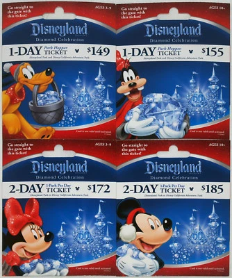 All 4 Different DISNEYLAND 60th Diamond Anniversary Holiday Passport Gift Cards  - Image 1 of 4