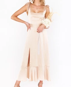 NEW Show Me Your Mumu Claire Midi Dress Luxe Satin Size Large Bridal - Picture 1 of 13