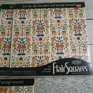 Vintage DuPont Wall Paper Flair Squares Pre-pasted Panels MCM - Picture 1 of 7