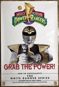 VTG 90s WHITE RANGER SERIES VHS STORE PROMO POSTER MMPR MIGHTY MORPHIN POWER - Picture 1 of 4