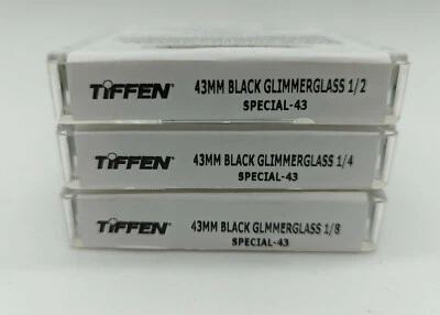 New Tiffen 43mm Black Glimmerglass 1/8, 1/4, 1/2 Filter  3 Glimmer Glass Filters - Image 1 of 4