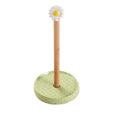 Colección Margarita ~ Toallero de Papel ~ Margarita con Base de Lunares ~ Cerámica y Madera Foto 1 de 4