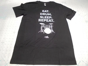 Guitar Center Band Drummer Black T-Shirt Eat Drum Sleep Repeat Size M Adult New - Picture 1 of 6