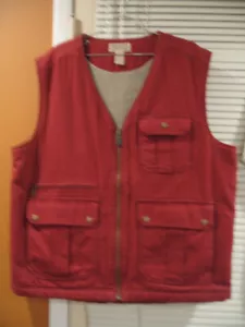 Duluth Trading Co Vest Men's XL Sherpa Lined Canvas Burgundy Zip Pockets Outdoor - Picture 1 of 7
