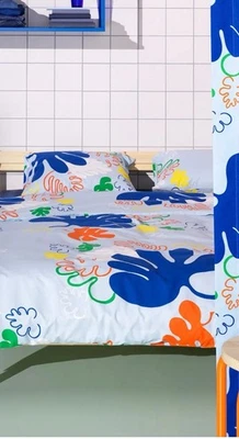 IKEA KANTDRACENA синий цветочный полный/королева пододеяльник + 1 наволочка - Изображение 1 из 4