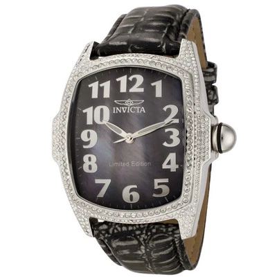 Invicta Lupah Black Mother Of Pearl Dial Black Alligator Leather Watch 0162  - Image 1 of 4