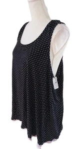 Velvet Kitten 2X Tank Top Pajama Shirt Black Pink Polka Dot Lace Trim NWT - Picture 1 of 6