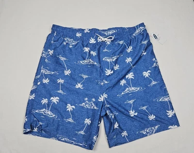 Old Navy Swim Trunks Mens XXL Blue Island Palm Trees NWT - Image 1 of 4