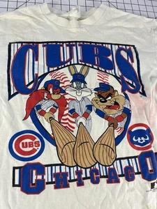 Vintage 80s 90s Chicago Cubs Looney Tunes Bugs Bunny Taz T-Shirt Distressed - Bild 1 von 7
