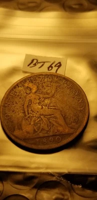 Great Britain 1890 One Penny Coin Idb7. - Image 1 of 2