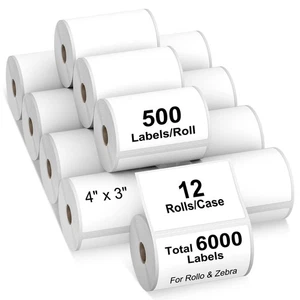 AveneMark 12 Rolls 4 x 3 Direct Thermal Labels for Barcodes Postage Address S... - Picture 1 of 9