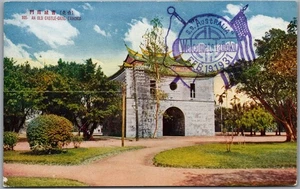 Postcard Taihoku Taiwan 1931 Old Castle Gate Steamship Stamp S.S. Australia - Picture 1 of 2