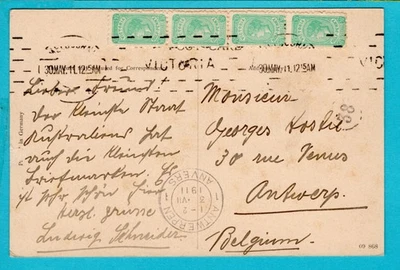 AUSTRALIA PPC Alexandria Ave 1911 Melbourne with Victoria franking to Belgium - Image 1 of 2