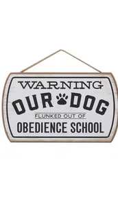 Hund Flunked Gehorsam Schule hängend Holz Wanddeko lustiges Hundeschild für Zuhause Dez - Bild 1 von 3