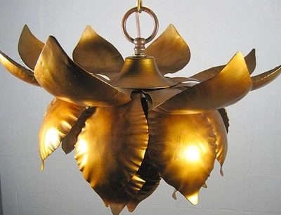 Chandelier 70`s Tulip Hollywood Regency Kogl Insp. Rewired Original Gilt Finish - Image 1 of 4